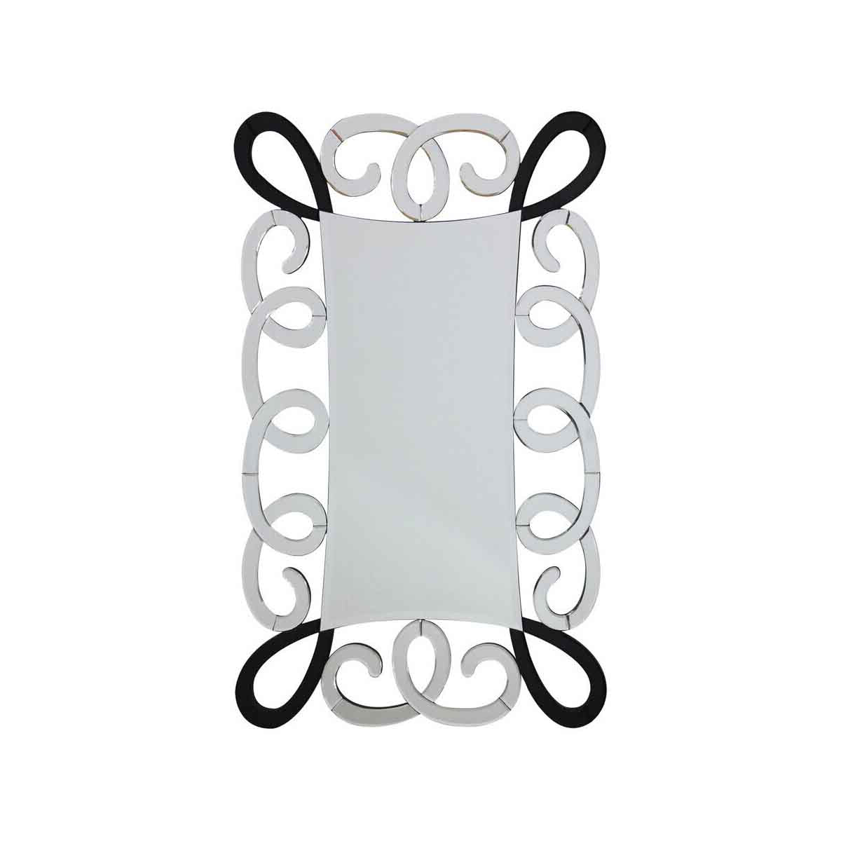 Vivienne Black and Silver Scroll Design Wall Mirror