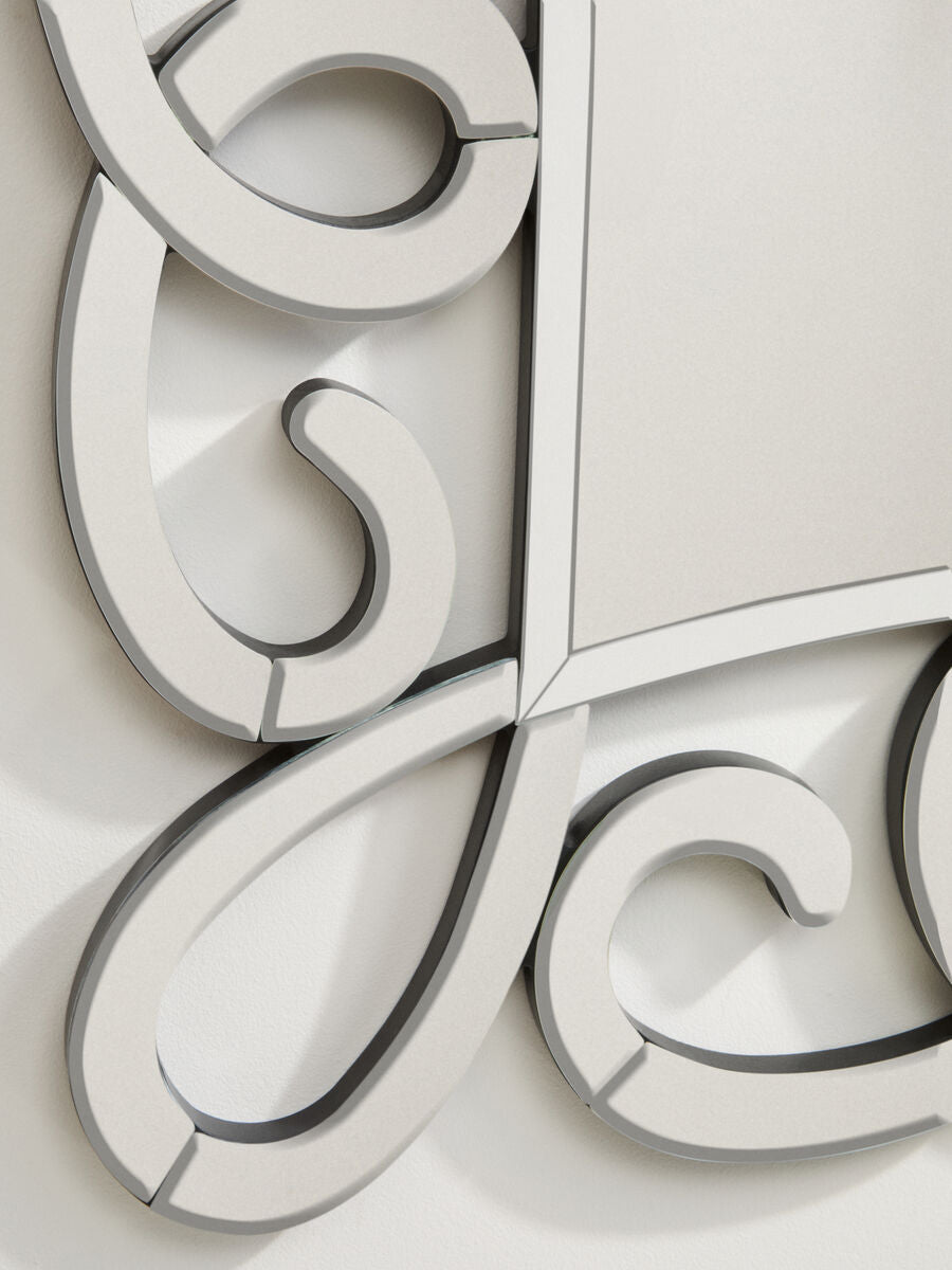 Vivienne Black and Silver Scroll Design Wall Mirror