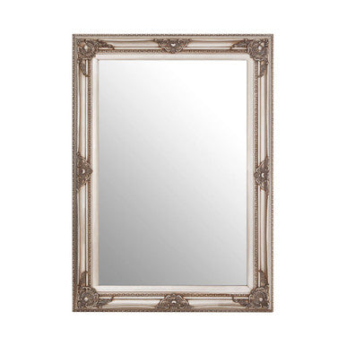 Decorative mirror with an ornate frame on a white background