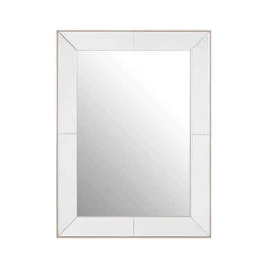 Rectangular mirror with a silver frame on a white background