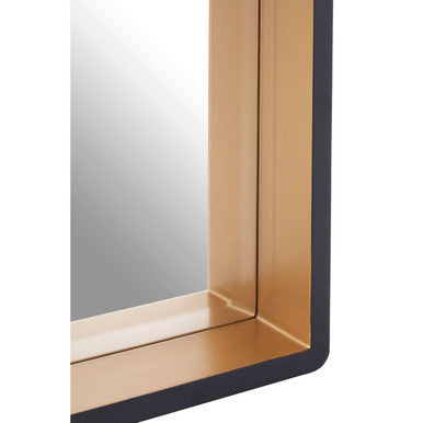 Bisha Small Black Wall Mirror With Gold Edge