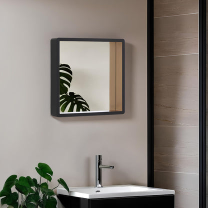 Bisha Small Black Wall Mirror With Gold Edge