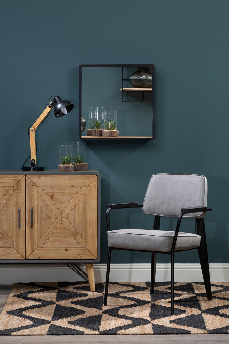 Trosa Medium Black Wall Mirror with Gold Edge