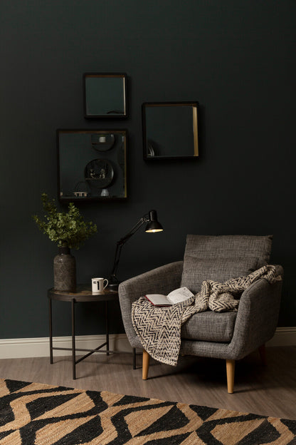 Trosa Medium Black Wall Mirror with Gold Edge