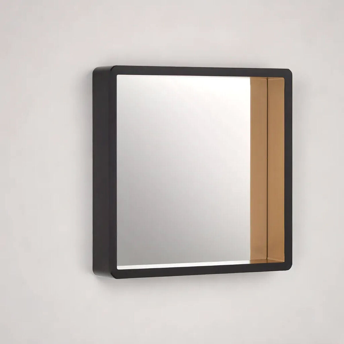 Trosa Medium Black Wall Mirror With Gold Edge