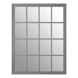 Antique Grey Finish Wooden Grid Wall Mirror | Hawthorne