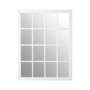 Antique White Finish Wooden Grid Wall Mirror | Hawthorne