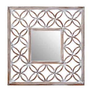 Antique White Lattice Frame Wall Mirror | Indus