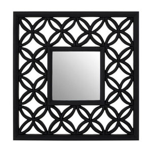 Square Black Lattice Frame Wall Mirror | Indus