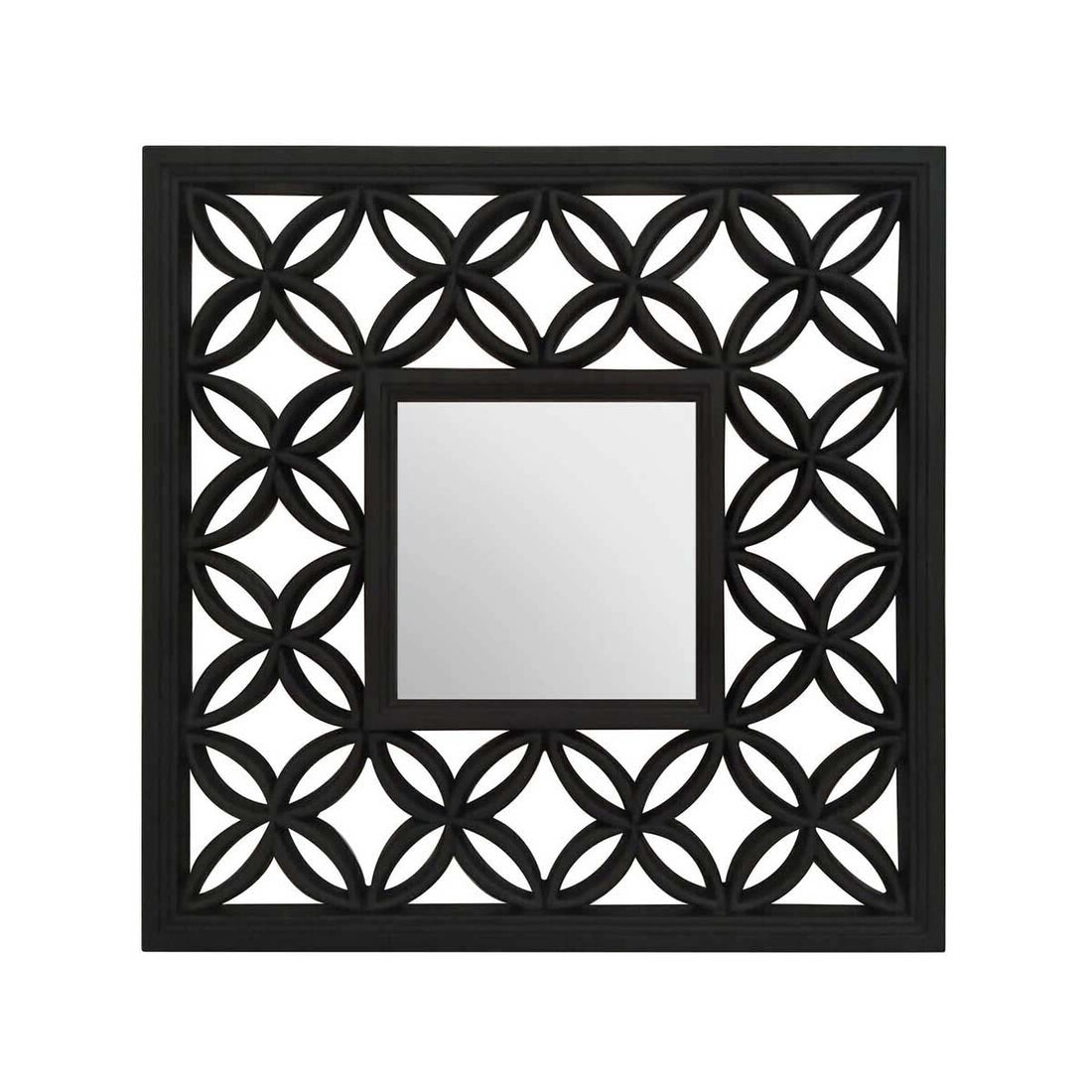 Indus Square Black Lattice Frame Wall Mirror