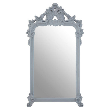 Decorative mirror with intricate frame on a white background