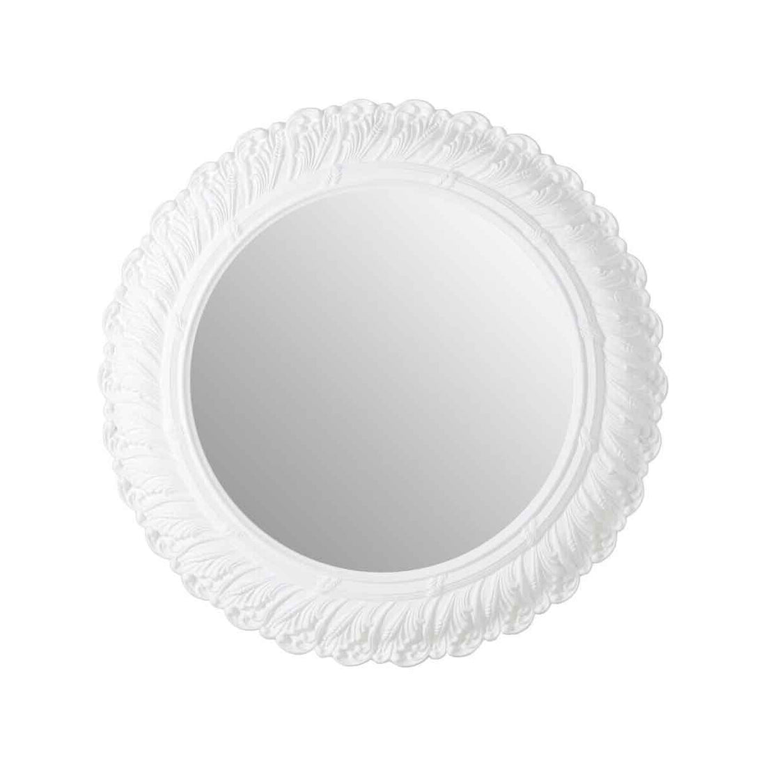 Plume Antique White Small Acanthus Leaf Wall Mirror