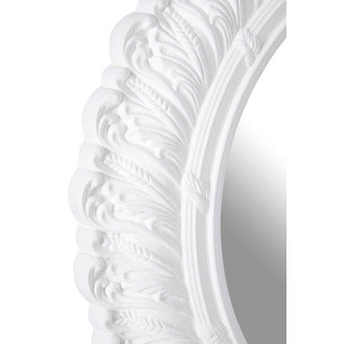 Plume Antique White Small Acanthus Leaf Wall Mirror