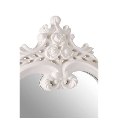 Locatelli Antique White Rose Crest Wall Mirror