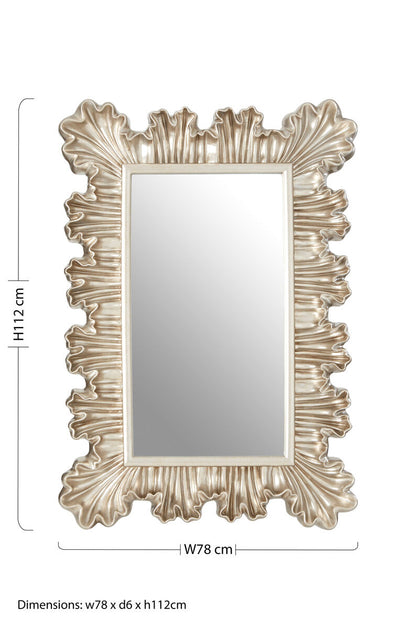 Sinarge Champagne Finish Clamshell Design Wall Mirror