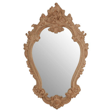 Decorative wall mirror with ornate frame on a white background