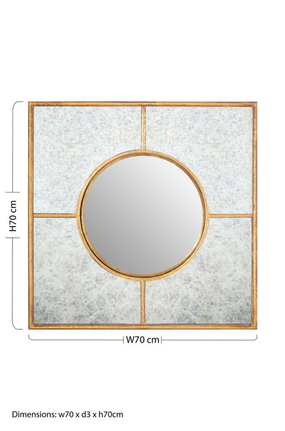 Zariah Gold Finish Art Deco Wall Mirror