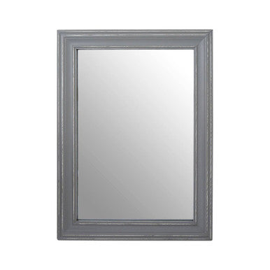 Gray framed mirror on a white background