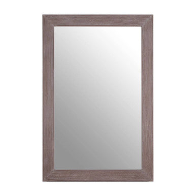 Rectangular mirror with a wooden frame on a white background