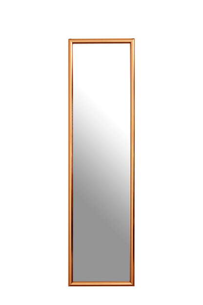 Rectangular mirror with a wooden frame on a white background
