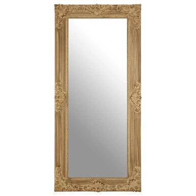 Decorative gold-framed mirror on a white background