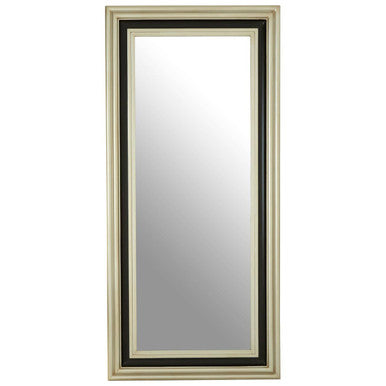 Rectangular mirror with a black frame on a white background