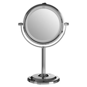 Cassini Chrome Iron LED Table Mirror