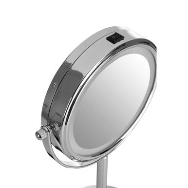 Cassini Chrome Iron LED Table Mirror