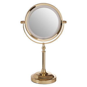 Gold Colour Iron LED Table Mirror | Cassini