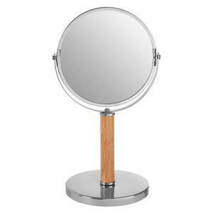 Cassini Chrome and Rubber Wood Table Mirror