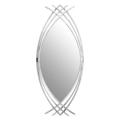 Decorative mirror with a silver frame on a white background