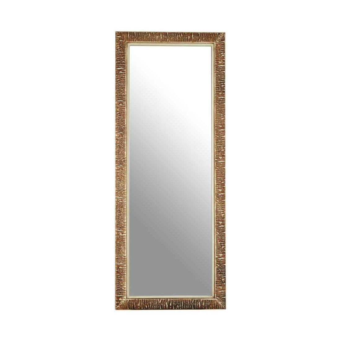 Zelma Champagne Finish Ridged Wall Mirror