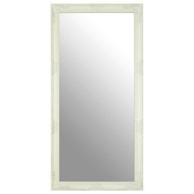 Rectangular mirror with a white frame on a white background