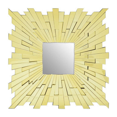 Decorative mirror with a sunburst design on a white background