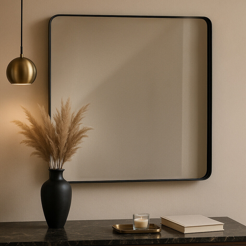 Candi Matt Black Square Wall Mirror