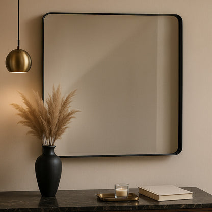Candi Matt Black Square Wall Mirror
