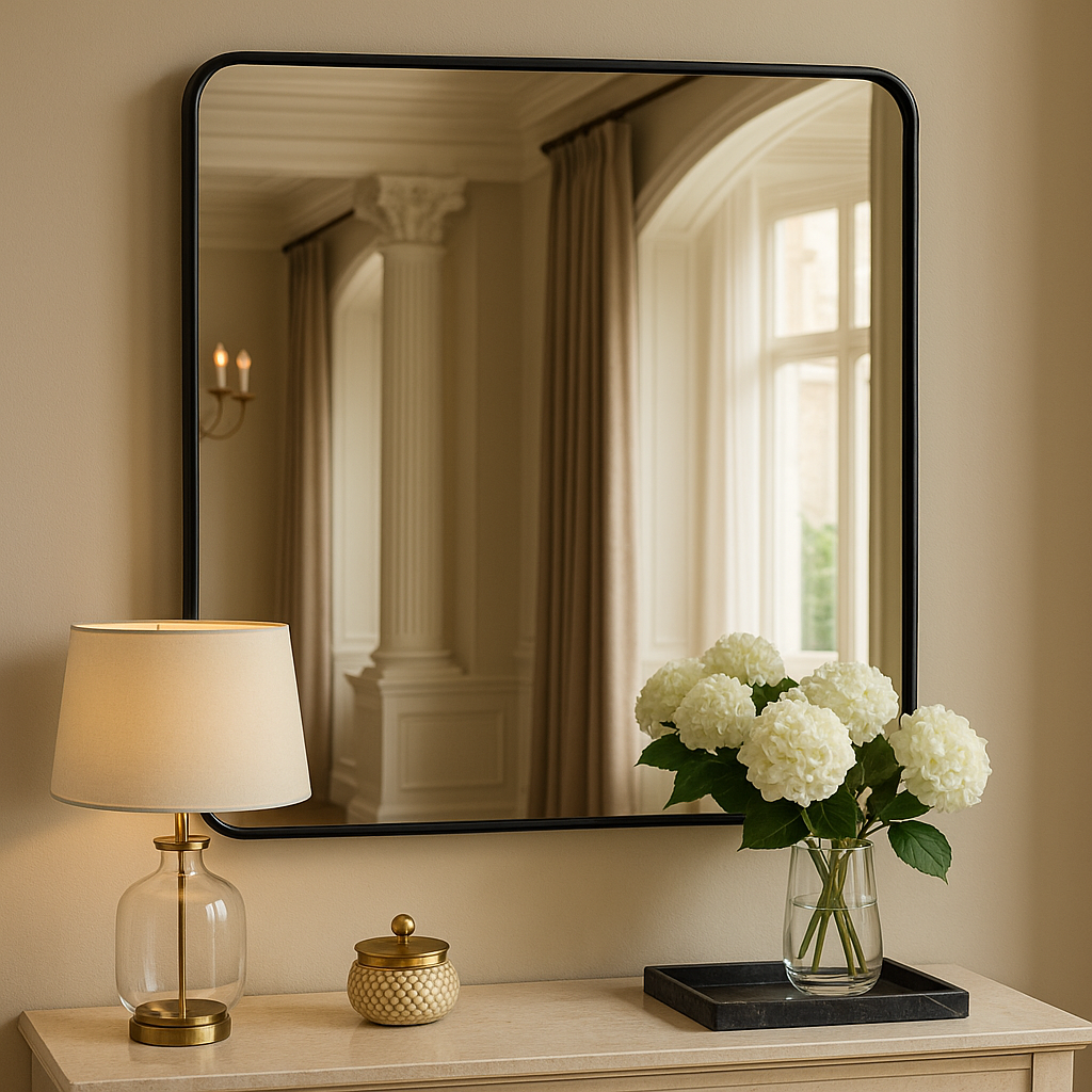 Candi Matt Black Square Wall Mirror