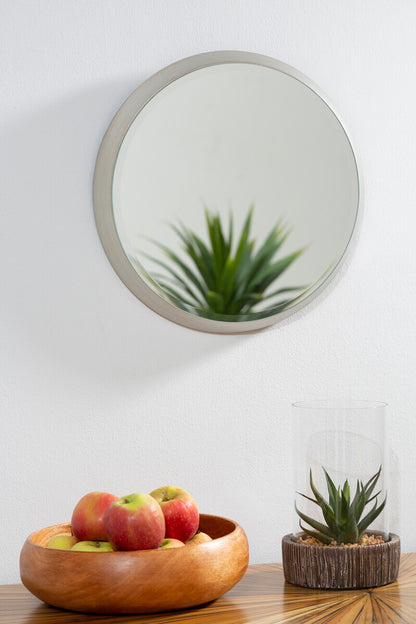 Athena Small Round Wall Mirror With Silver Frame