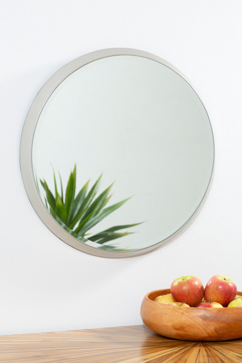 Athena Medium Round Silver Wall Mirror