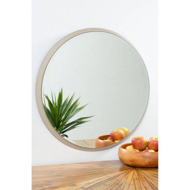 Athena Large Round Wall Mirror With Silver Frame