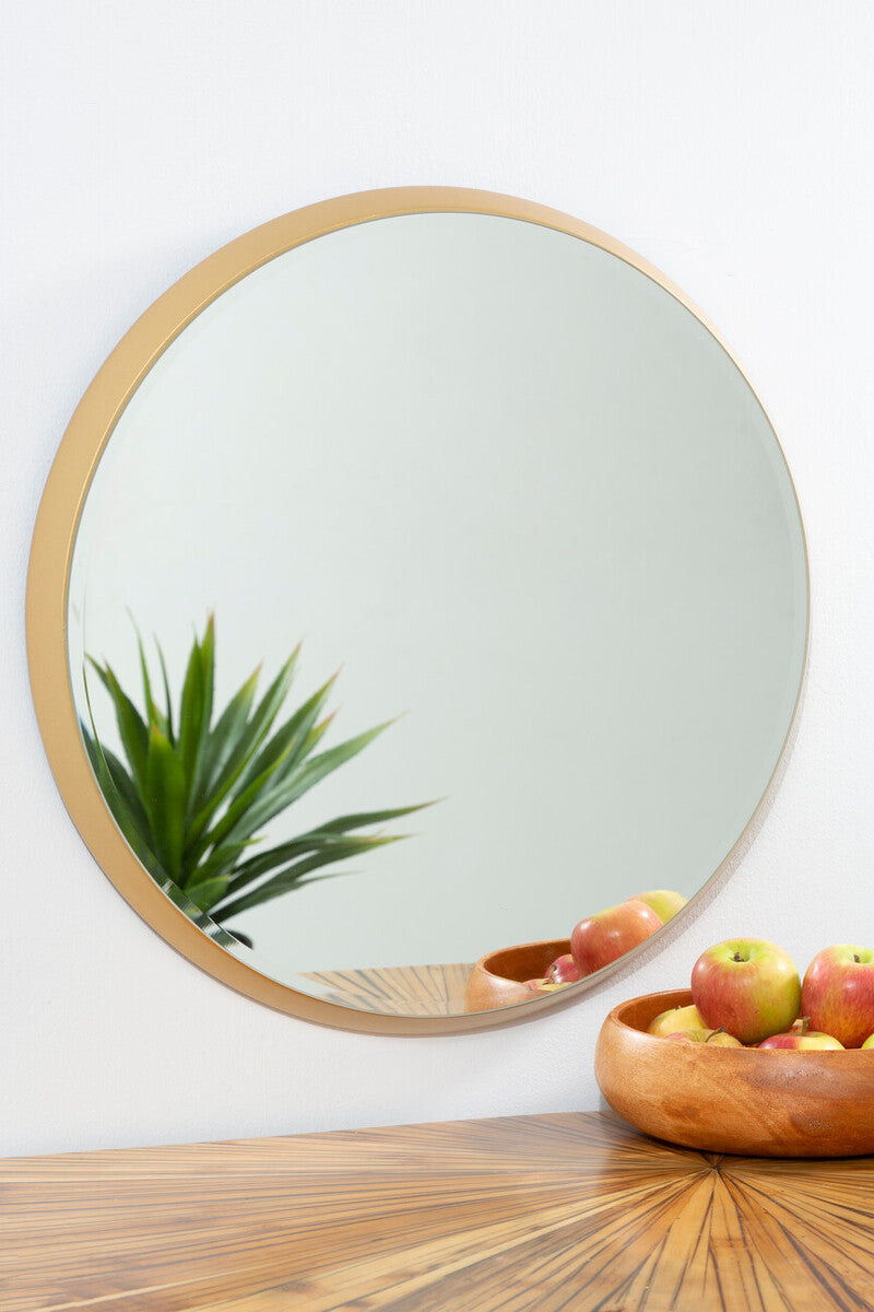 Athena Large Round Wall Mirror With Gold Frame