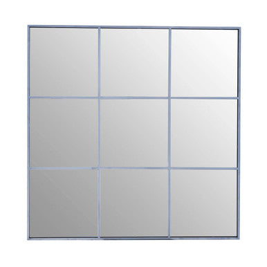 Grid-patterned screen with blue frame on a white background