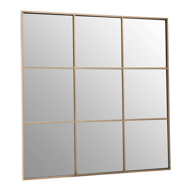 Oriel Grid Wall Mirror With Gold Finish