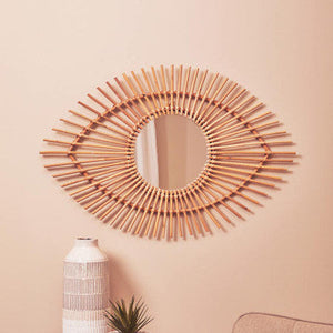 Mataram Natural Rattan Eye Shape Wall Mirror
