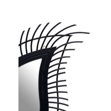 Mataram Teardrop Black Natural Rattan Wall Mirror