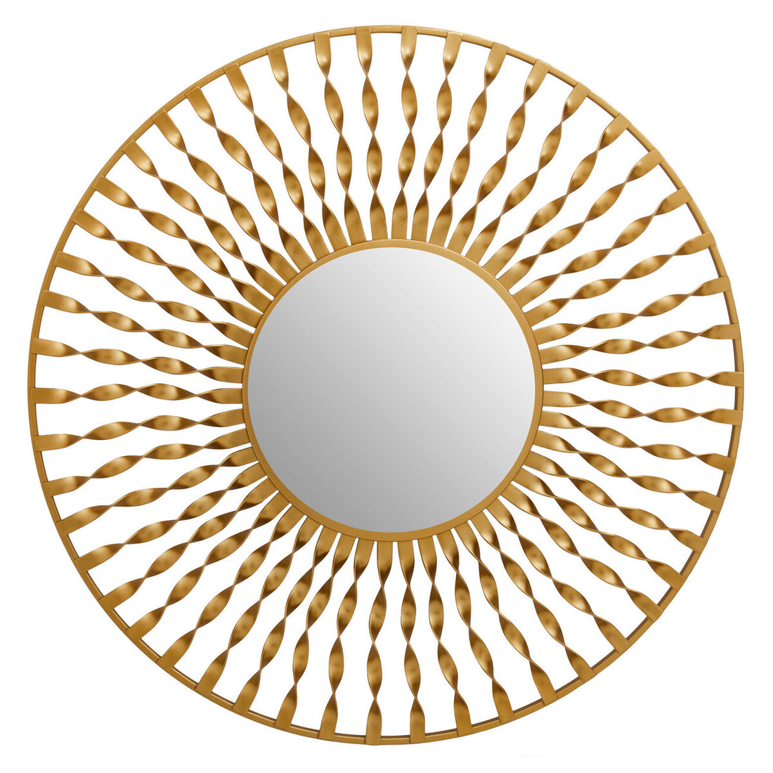 Matera Sunburst Gold Finish Metal Frame Round Wall Mirror