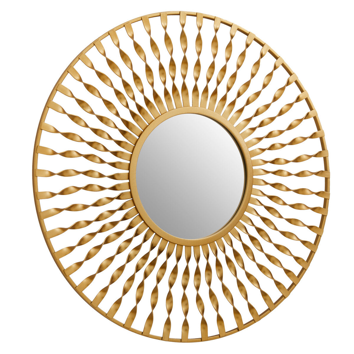 Matera Sunburst Gold Finish Metal Frame Round Wall Mirror