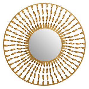 Matera Sunburst Gold Finish Metal Frame Round Wall Mirror