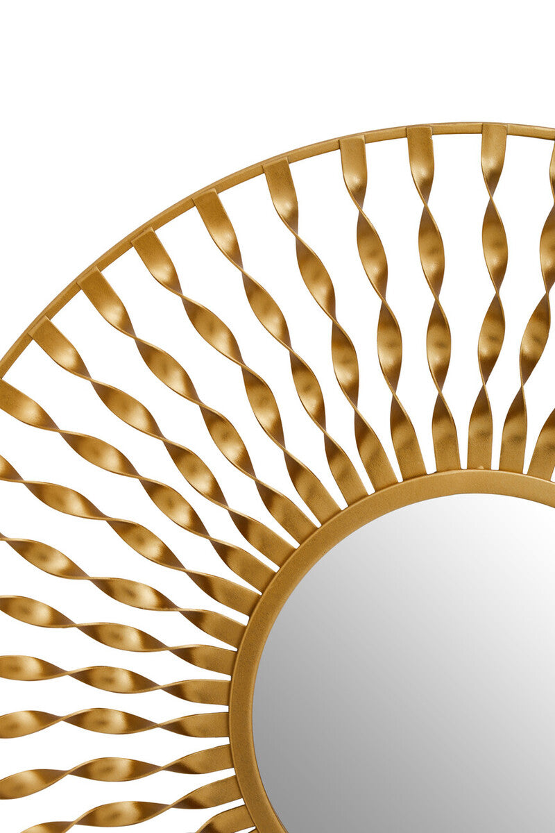 Matera Sunburst Gold Finish Metal Frame Round Wall Mirror