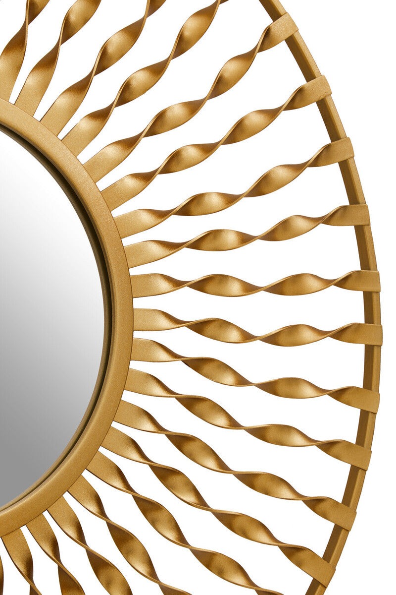 Matera Sunburst Gold Finish Metal Frame Round Wall Mirror